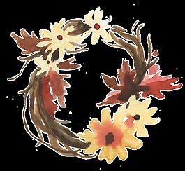 黑色花圈透明装饰素材