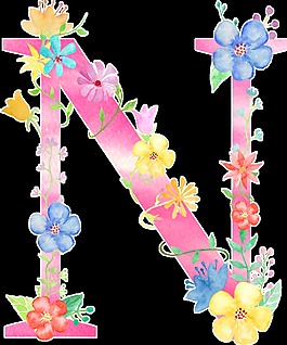 粉色字母透明装饰素材