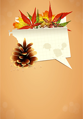 插画松果便签条海报背景