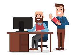 卡通工作中的同事png元素