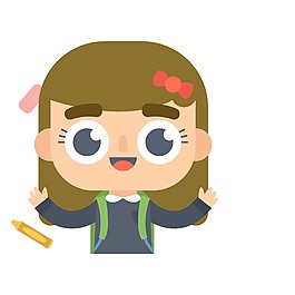 卡通快乐的女孩png元素