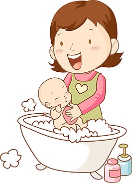 卡通婴儿洗澡png元素