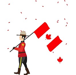 卡通军人军旗png元素