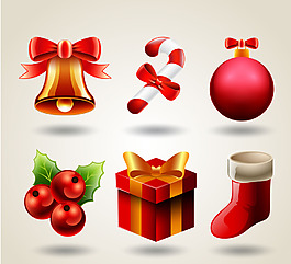 卡通矢量装饰性圣诞元素