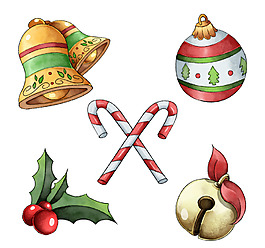 一套装饰性圣诞元素