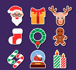 一套装饰性圣诞元素