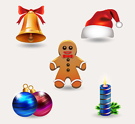 一套装饰性圣诞元素