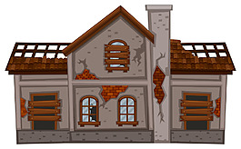旧砖房卡通房子素材