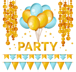 6款金色派对装饰物矢量素材