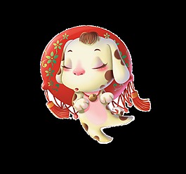 手绘可爱卡通狗狗装饰素材