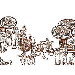 手绘复古集市元素