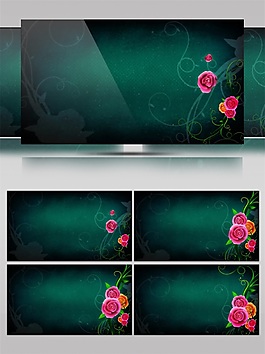 青色花纹高清视频素材