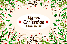 卡通圣诞树枝的装饰背景