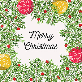 圣诞树枝和球的装饰