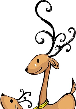 手绘铃铛小鹿元素