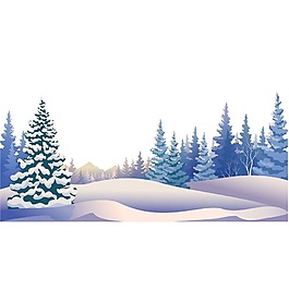 白雪皑皑的山林png元素