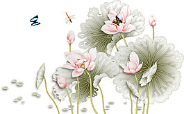 手绘水彩荷花PNG