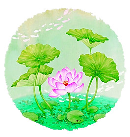 水印荷花图案元素