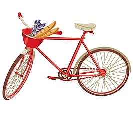 红色自行车png元素