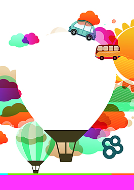 卡通热气球矢量海报