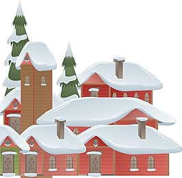 卡通雪景小屋PNG元素