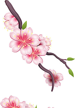 清新风格嫩黄色花蕊樱花装饰元素