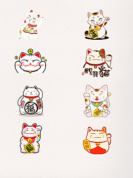 8款可爱卡通招财猫素材