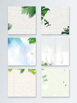 文艺绿叶装饰主图背景