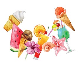 冰淇淋西瓜水果元素