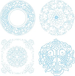 中国传统剪纸画png元素