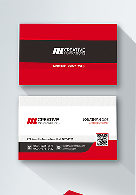红色简约商务名片