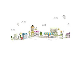 卡通城市建筑png元素