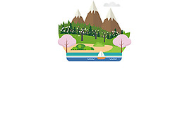 简约绿色手绘日本旅游装饰元素