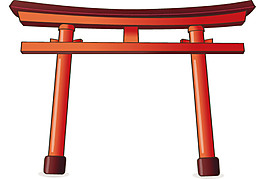 清新简约手绘拱门日本旅游装饰元素