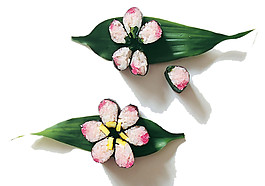 粉嫩清新寿司料理美食产品实物