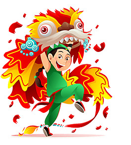 新年舞狮元素PNG