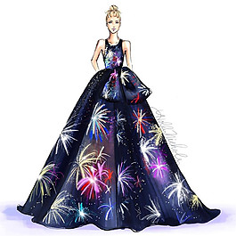 五彩烟花礼服设计图