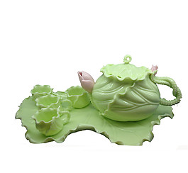 淡雅浅绿色茶具产品实物