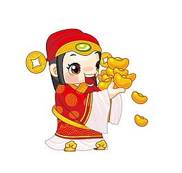 卡通喜迎财神到png元素