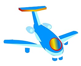 卡通蓝色航空飞机png元素