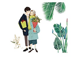 卡通冬日恋人png元素