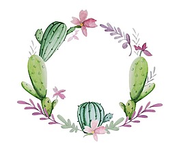 创意仙人掌花圈png元素