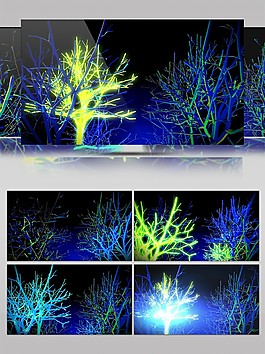 梦幻荧光大树动感特效视频素材