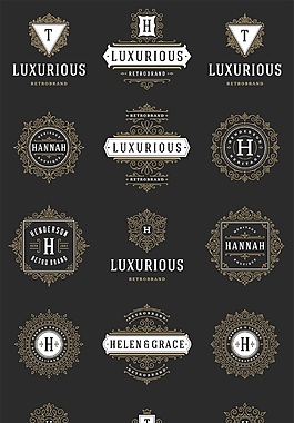 复古花纹图标卡通素材