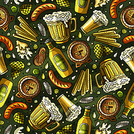 啤酒派对背景卡通素材