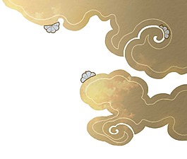 手绘线条祥云元素