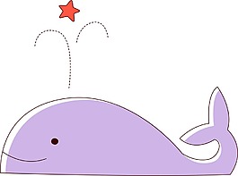 手绘紫色海豚元素