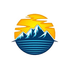 手绘日出山峰元素