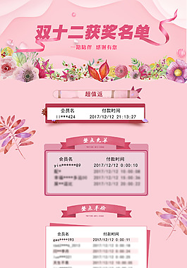双十二获奖名单小清新海报
