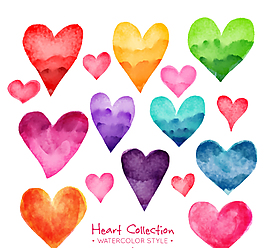 16款水彩绘爱心矢量素材